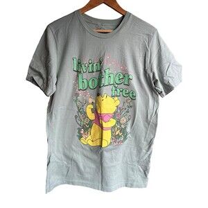 Disney Winnie the Pooh T-shirt Women's XL Green "Livin' Bother Free" Cotton